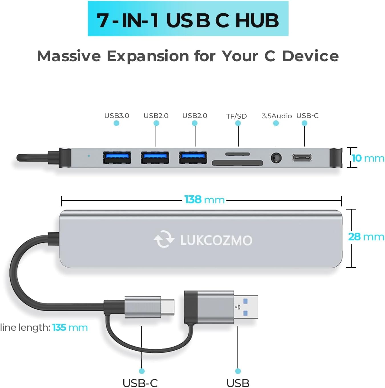 Hub USB C Hub USB C 7 en 1 - Imagen 3